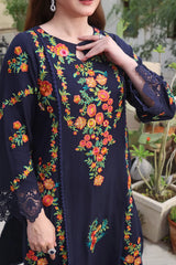 3 PC EMBROIDERED DHANAK SUIT - BG821