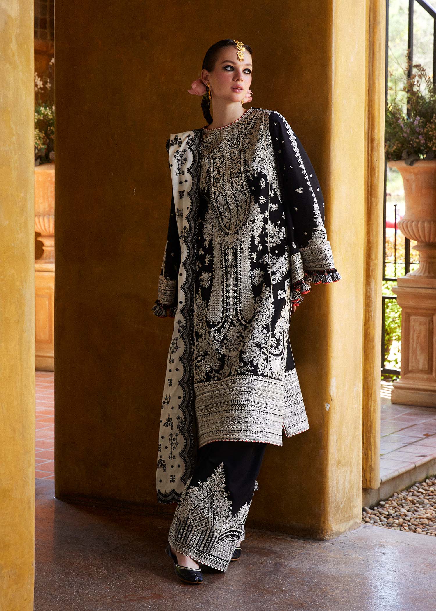 Hussain Rehar 3PC Khadi Net Dupata.