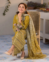 JANAN PARROT 3PC UNSTITCHED LAWN SUIT - BG864