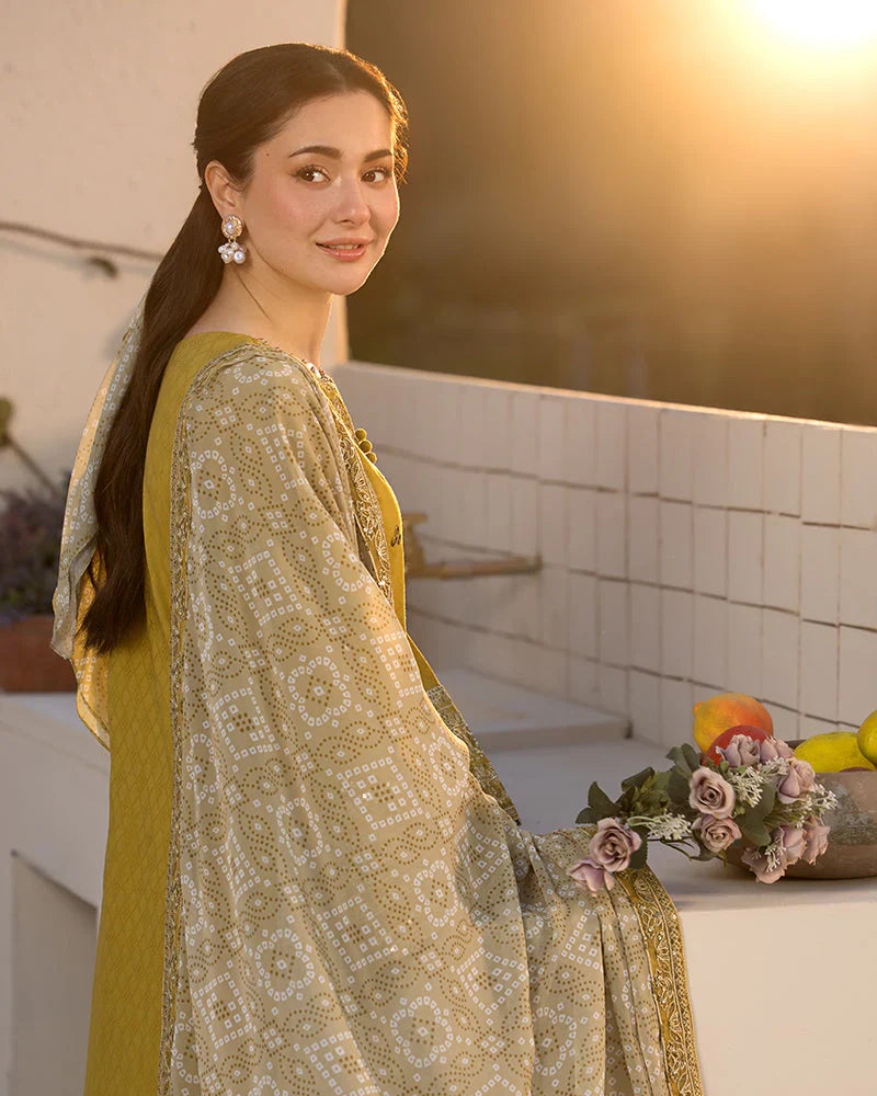 JANAN PARROT 3PC UNSTITCHED LAWN SUIT - BG864