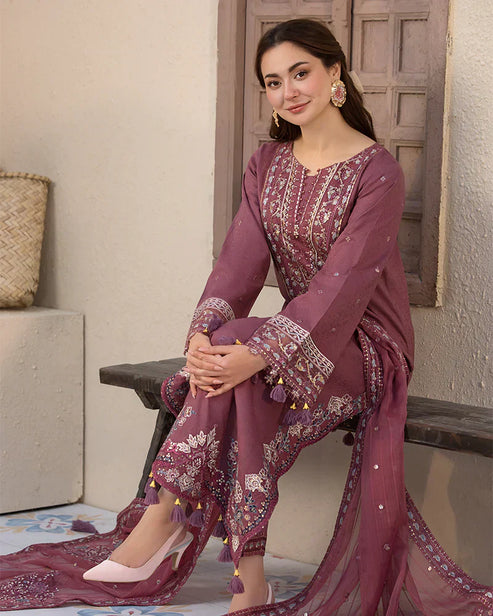 Lawn-3PC Embroidered Shirt with Chiffon Embroidered Dupatta- 5064